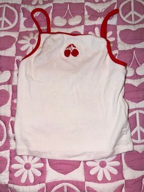 Derek Heart White and Red Cherry Tank Top